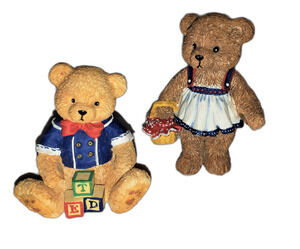 Bronson Bears Vintage Resin Figurines: Ted & Picnic, 1995